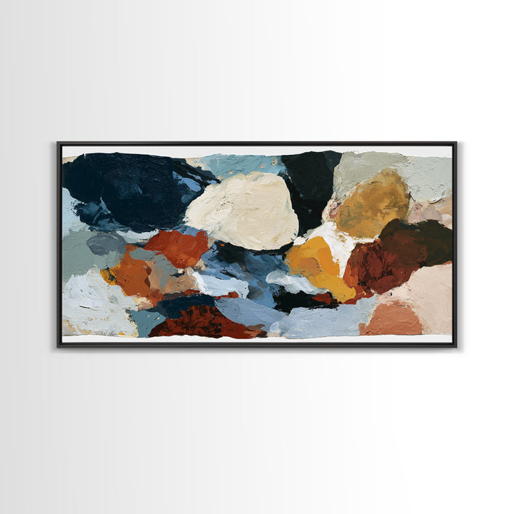 Stormy Landscape Painted Framed Canvas Print, Expressionist Art, Neutral Decor, Living Room Decor, Oil Painting, Expression, EXP-2x1-95