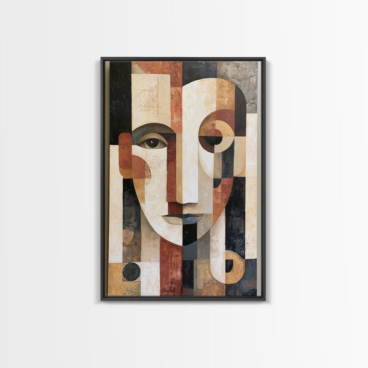 Abstract Face Split by Contrasting Emotions Canvas Print, Expressionist Art, Contemporary Art, Living Room Decor, Expression, EXP-2x3-19