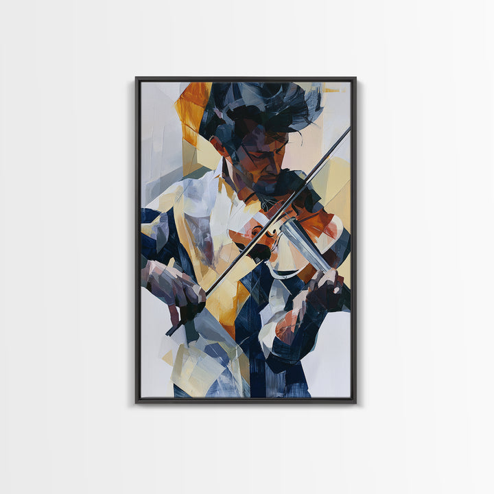 Violinist Painted in Electric Brush Marks Canvas Print, Expressionist Art, Abstract Art, Living Room Decor, Expression, EXP-2x3-45