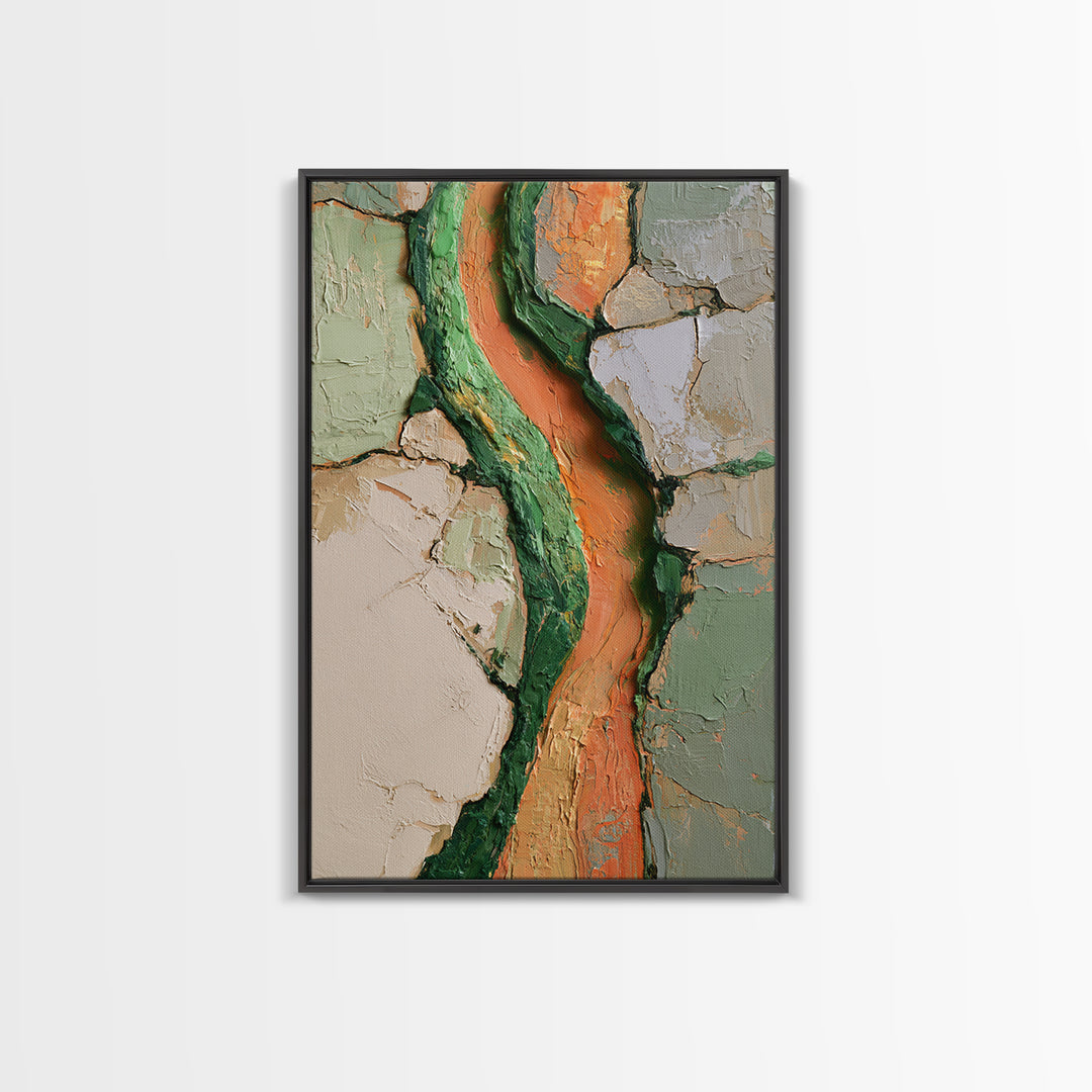 Garden Path with Thick Green and Orange Canvas Print, Expressionist Art, Canvas Art, Living Room Decor, Expression, EXP-2x3-94