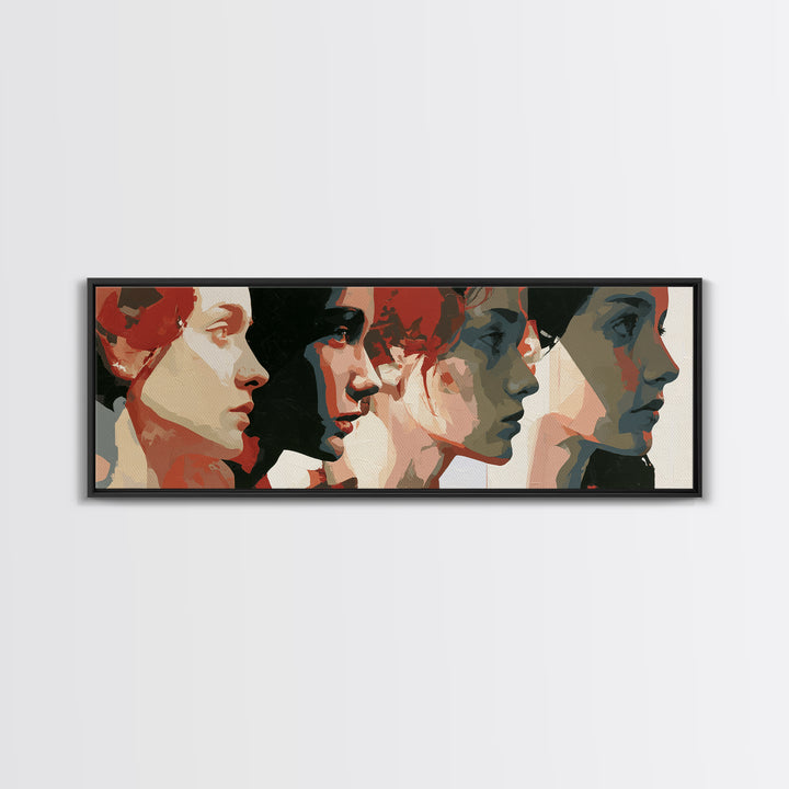 Emotional Portrait with Bold Red and Blue Framed Canvas Print, Expressionist Art, Canvas Art, Living Room Decor, Expression, EXP-3x1-18