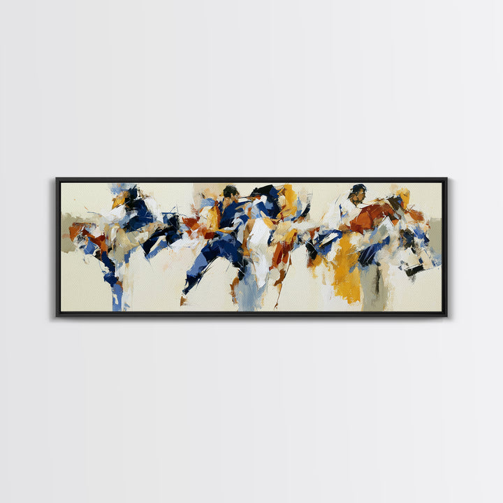 Dancer Figure Fractured into Vibrant Movement Canvas Print, Expressionist Art, Minimalist Wall Art, Living Room Decor, EXP-3x1-20