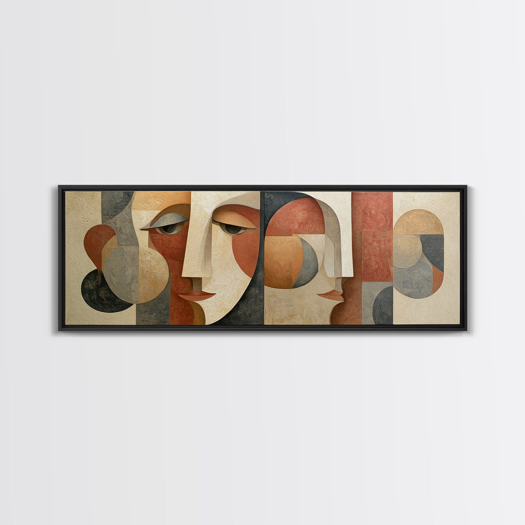 Abstract Face Split by Contrasting Emotions Canvas Print, Expressionist Art, Canvas Art, Living Room Decor, Expression, EXP-3x1-75