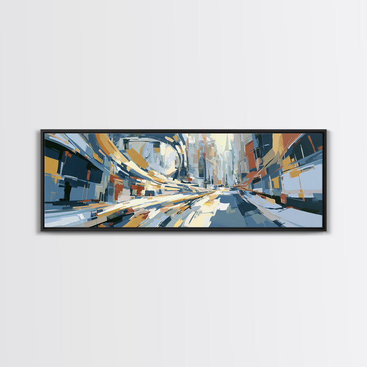 Distorted City Street Framed Canvas Print, Expressionist Art, Boho Decor, Living Room Decor, Oil Painting, Expression, EXP-3x1-89