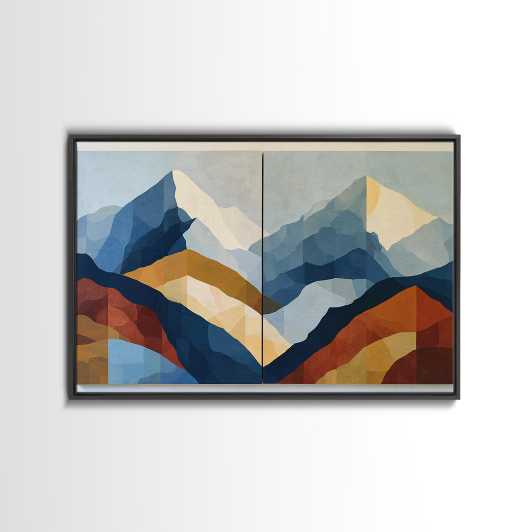 Mountain Landscape in Vibrating Color Bands Canvas Print, Expressionist Art, Unique Wall Art, Living Room Decor, Expression, EXP-3x2-1
