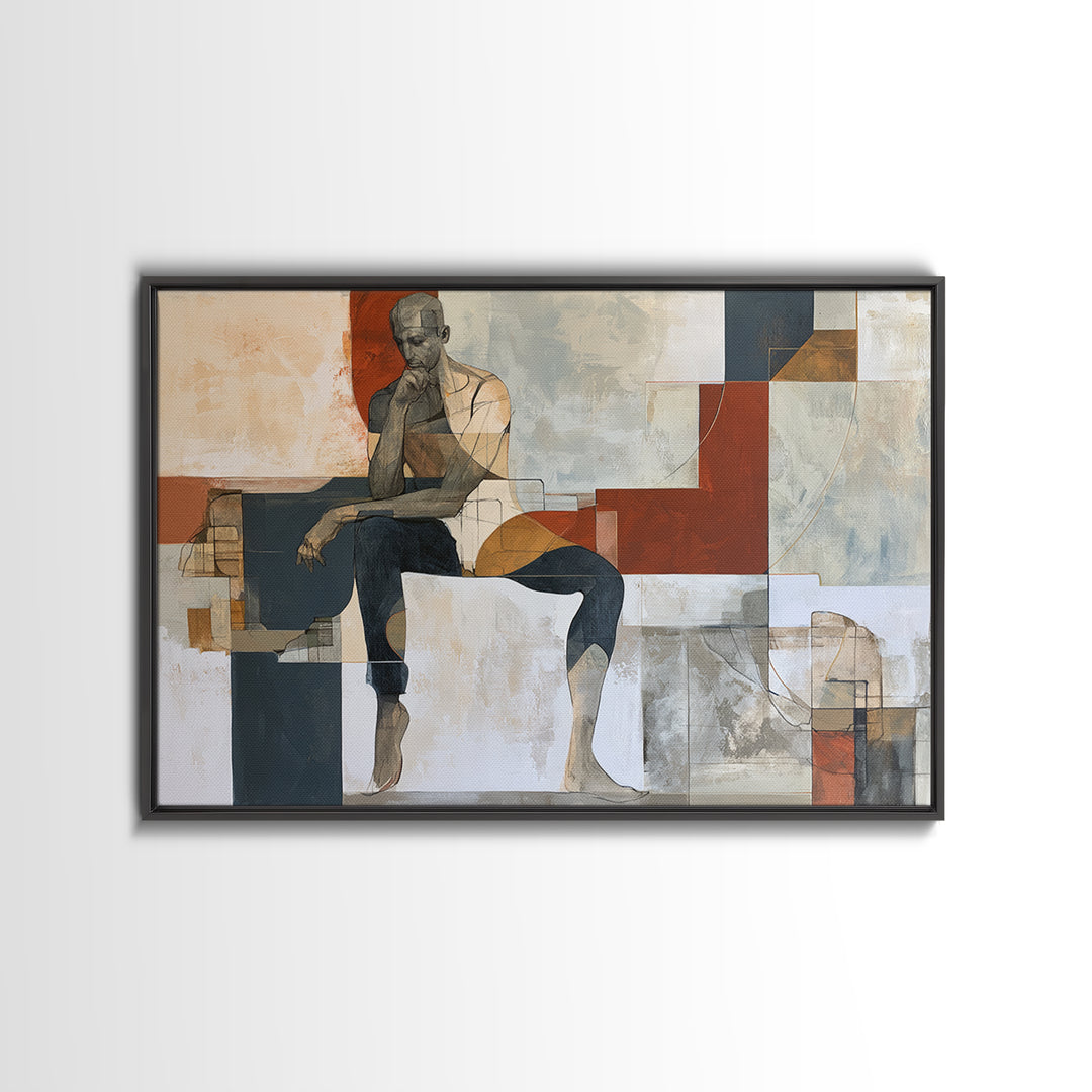 Seated Figure with Raw Gestural Outlines Canvas Print, Expressionist Art, Modern Decor, Living Room Decor, Fine Art, Expression, EXP-3x2-11