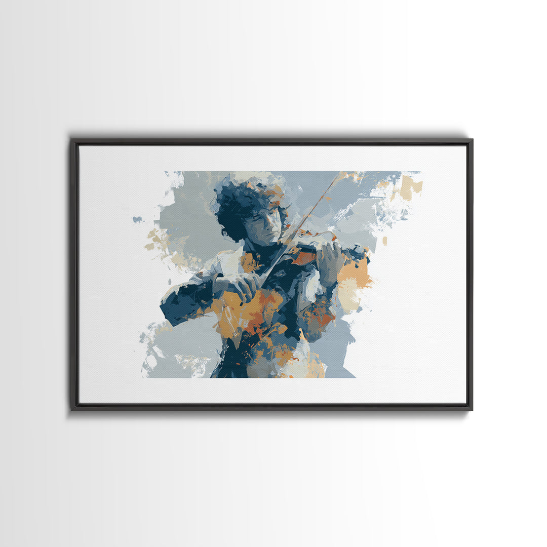 Violinist Painted in Electric Brush Marks Canvas Print, Expressionist Art, Modern Art, Living Room Decor, Fine Art, Expression, EXP-3x2-17