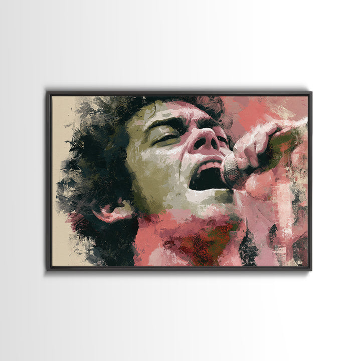 Portrait of a Singer Framed Canvas Print, Expressionist Art, Blue Wall Art, Living Room Decor, Expression, Luxury Decor, EXP-3x2-24
