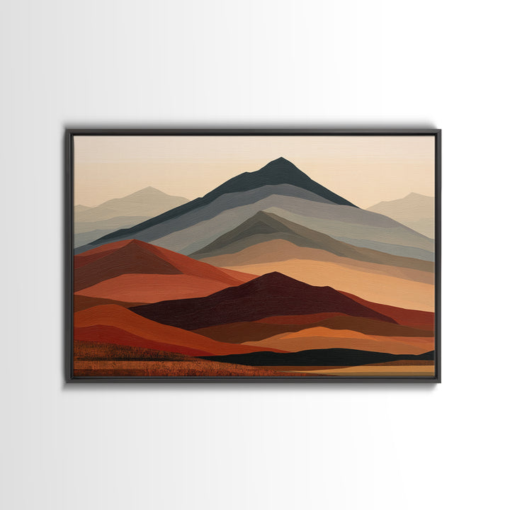 Mountain Landscape in Vibrating Color Bands Canvas Print, Expressionist Art, Moody Wall Art, Living Room Decor, Expression, EXP-3x2-25