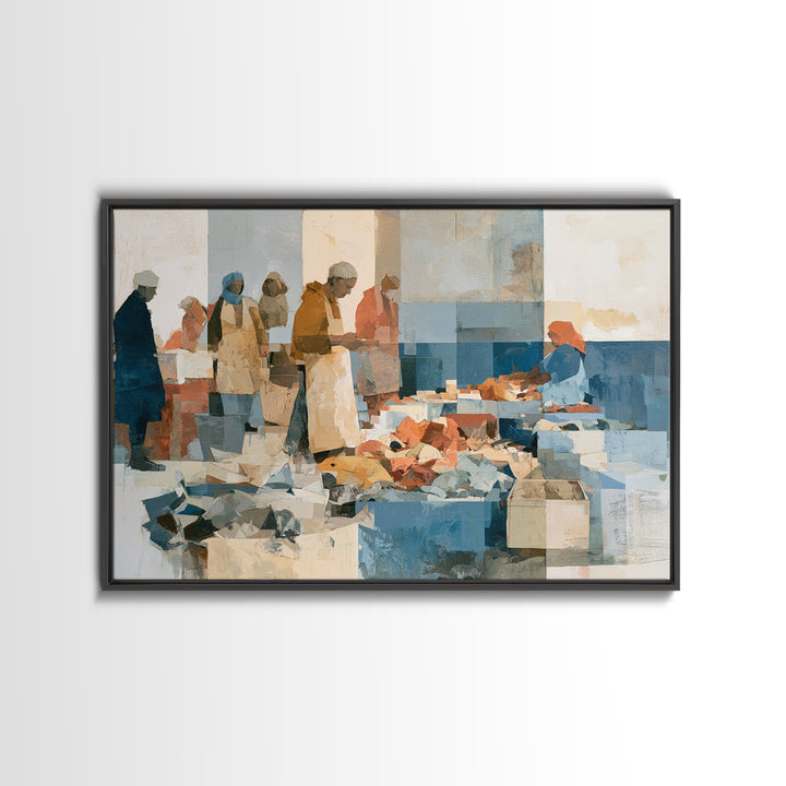 Fish Market Scene Canvas Print, Expressionist Art, Living Room Decor, Abstract Art, Expression, Downloadable Prints, EXP-3x2-26