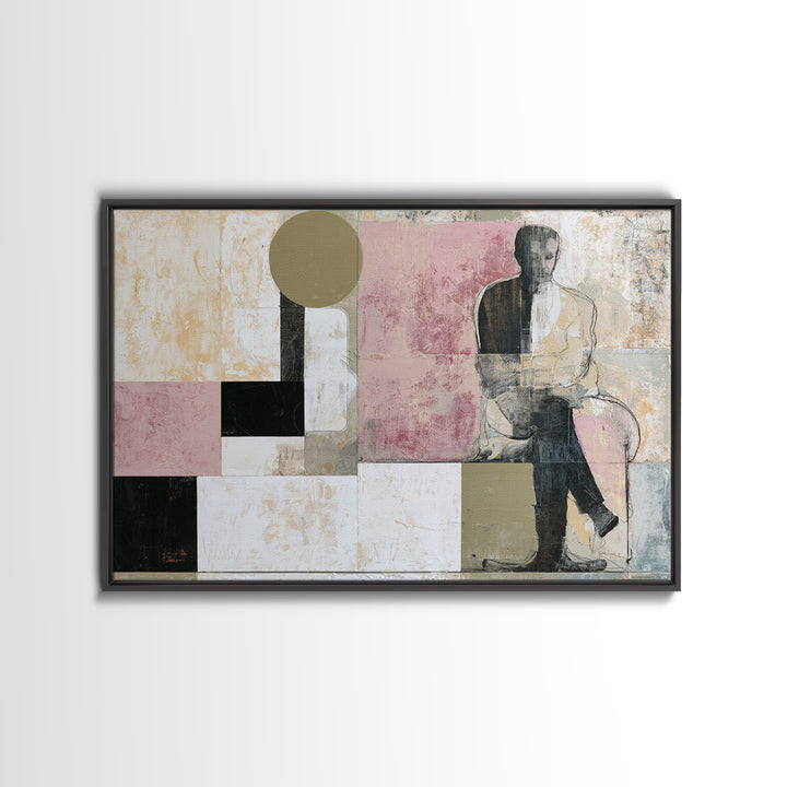 Seated Figure with Raw Gestural Outlines Framed Canvas Print, Expressionist Art, Digital Art, Living Room Decor, Expression, EXP-3x2-59