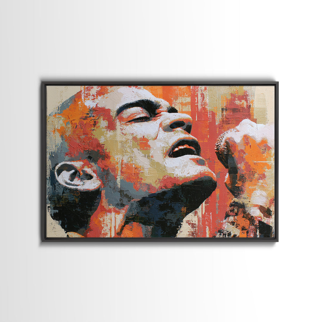 Portrait of a Singer Canvas Print, Expressionist Art, Contemporary Art, Living Room Decor, Fine Art, Expression, Original Art, EXP-3x2-72