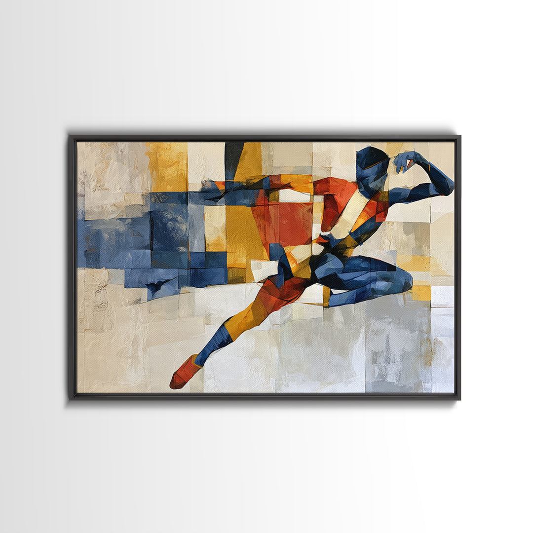 Dancer Figure Fractured into Vibrant Movement Canvas Print, Expressionist Art, Home Decor, Living Room Decor, Expression, EXP-3x2-80