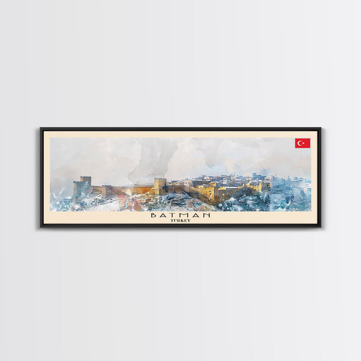 Batman TurkeyPanoramic Travel Poster, Framed Canvas Print or Metal Wall Art, Travel Art, Home Decor, Panoramic Painting, Midcentury Art