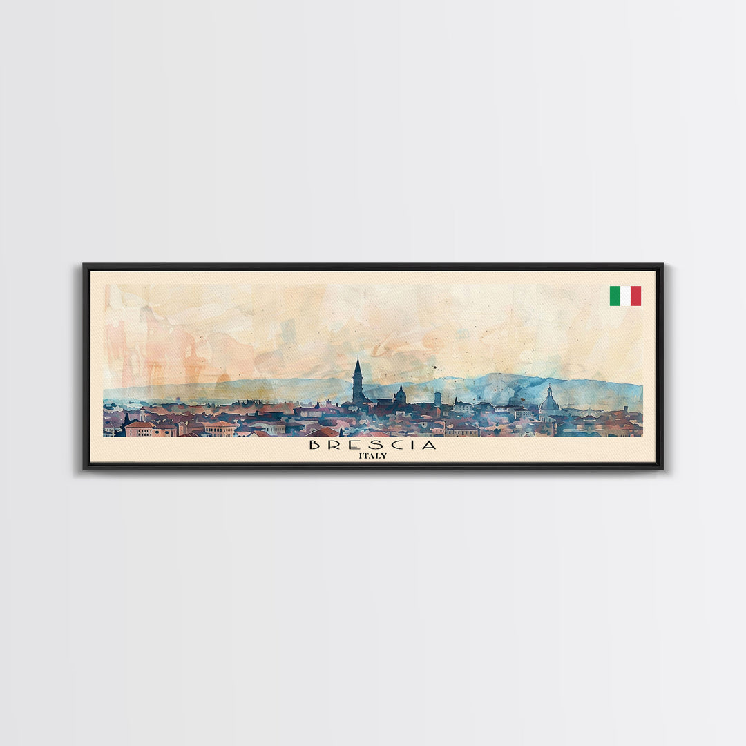 Brescia Italy Travel Print Wall Art, Panoramic City Art, Travel Art, Wall Decor, Vacation Gift, Framed Canvas Print Or Metal Art