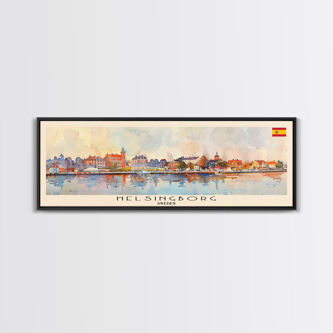 Helsingborg Sweden Travel Print Wall Art, Panoramic City Art, Travel Art, Wall Decor, Vacation Gift, Framed Canvas Print Or Metal Art