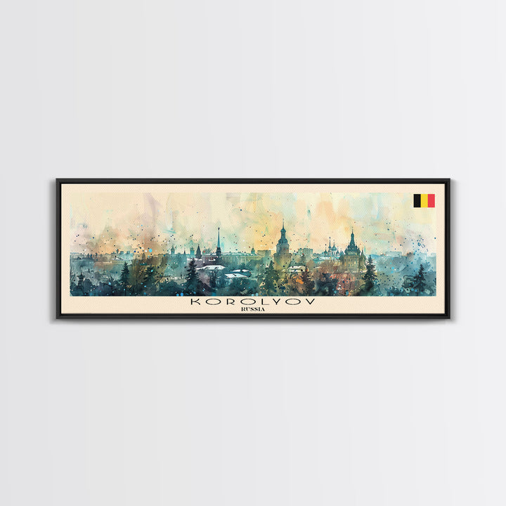 Korolyov Russia Wall Art, Panoramic Travel Poster, Panoramic Framed Canvas Print, City Wall Art, Wall Hanging Home Decor, Travel Art