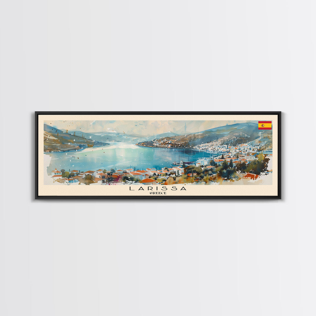Larissa Greece Wall Art, Panoramic Travel Poster, Panoramic Framed Canvas Print, City Wall Art, Wall Hanging Home Decor, Travel Art