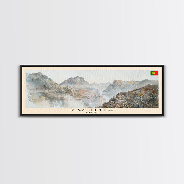 Rio Tinto Panoramic Travel Poster, Framed Canvas Print or Metal Wall Art, Travel Art, Home Decor, Panoramic Painting, Midcentury Art