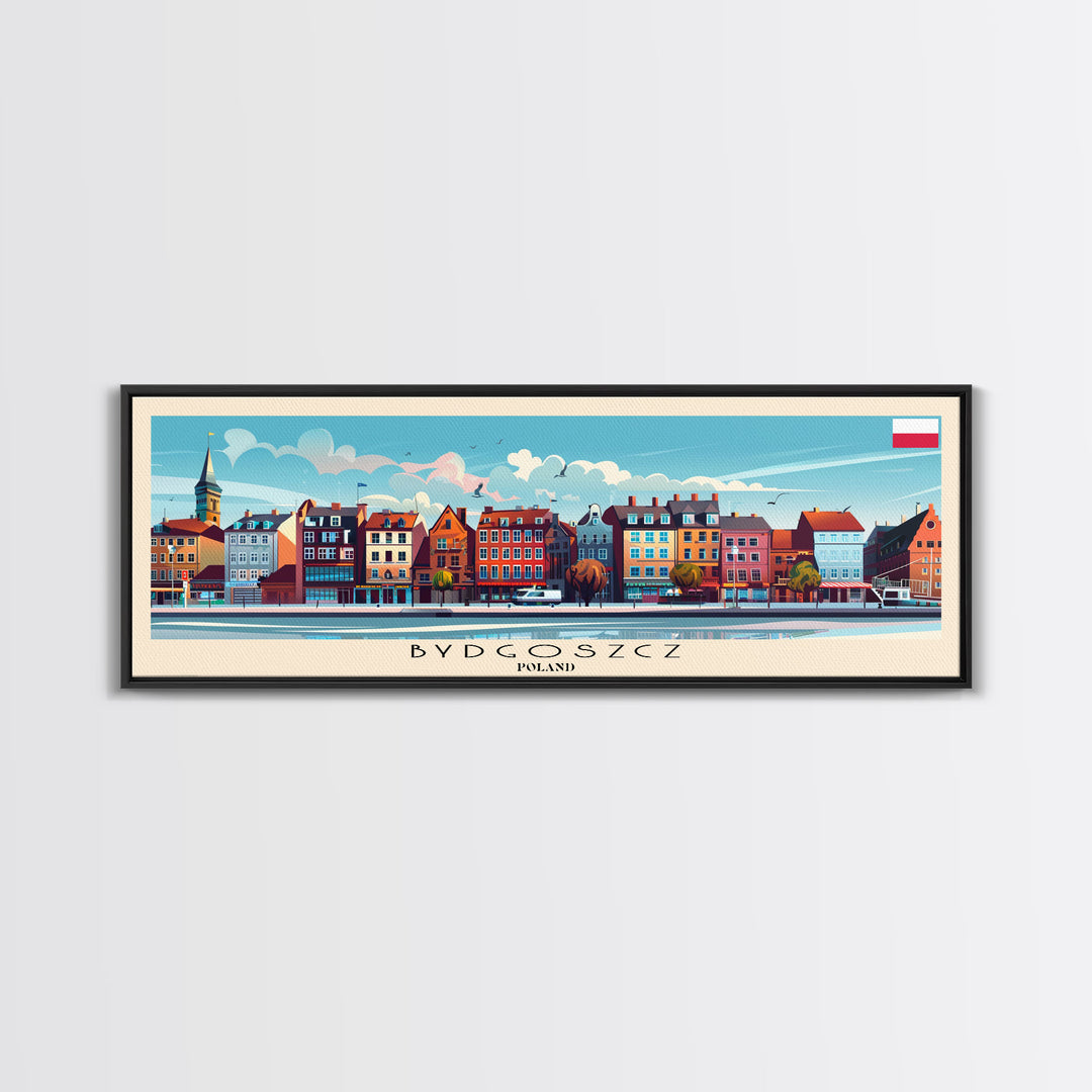 Bydgoszcz Poland Travel Art, City Art, Framed Canvas Print or Metal Wall Art, Europe Travel Poster, Panoramic Wall Art, Extra Wide Wall Art