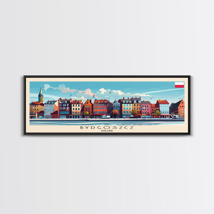 Bydgoszcz Poland Travel Art, City Art, Framed Canvas Print or Metal Wall Art, Europe Travel Poster, Panoramic Wall Art, Extra Wide Wall Art