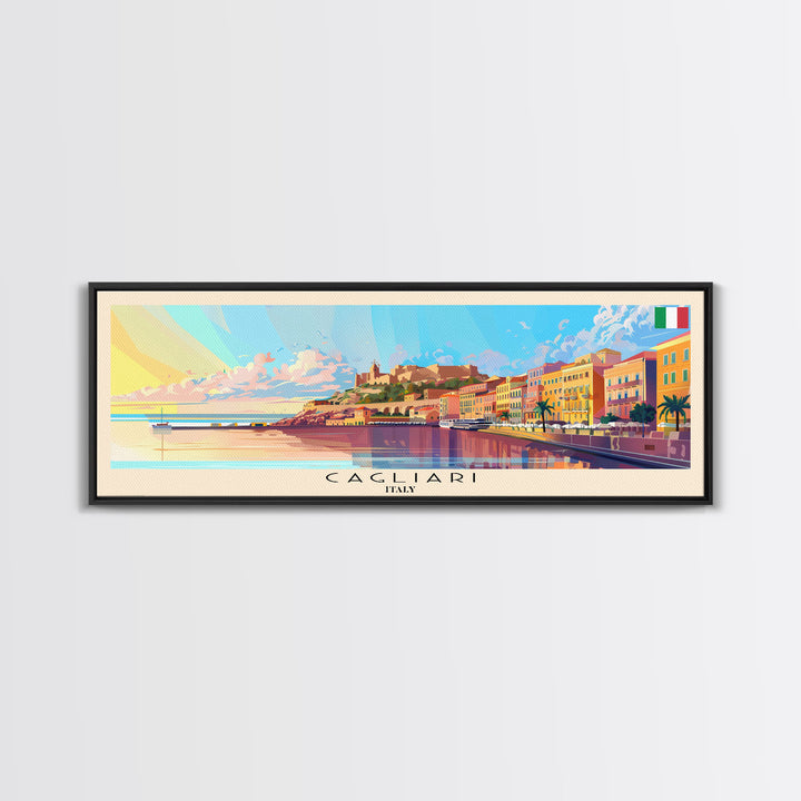 Cagliari Italy Wall Art, Panoramic Travel Poster, Panoramic Framed Canvas Print, City Wall Art, Wall Hanging Home Decor, Travel Art
