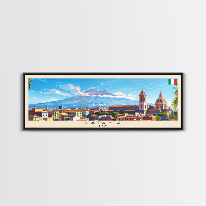 Catania Italy Travel Print Wall Art, Panoramic City Art, Travel Art, Wall Decor, Vacation Gift, Framed Canvas Print Or Metal Art
