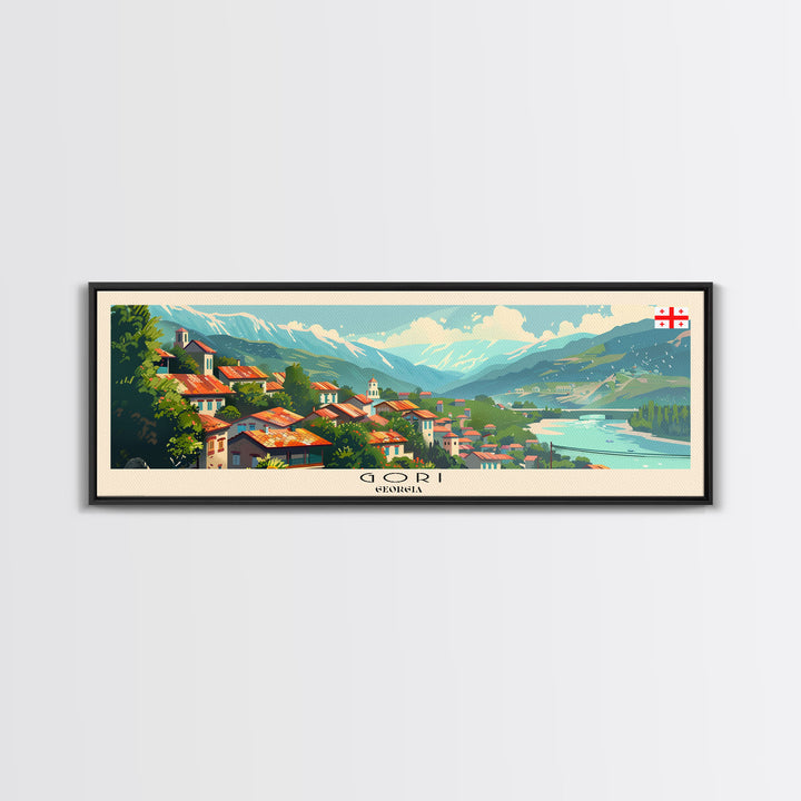 Gori Georgia Travel Print Wall Art, Panoramic City Art, Travel Art, Wall Decor, Vacation Gift, Framed Canvas Print Or Metal Art