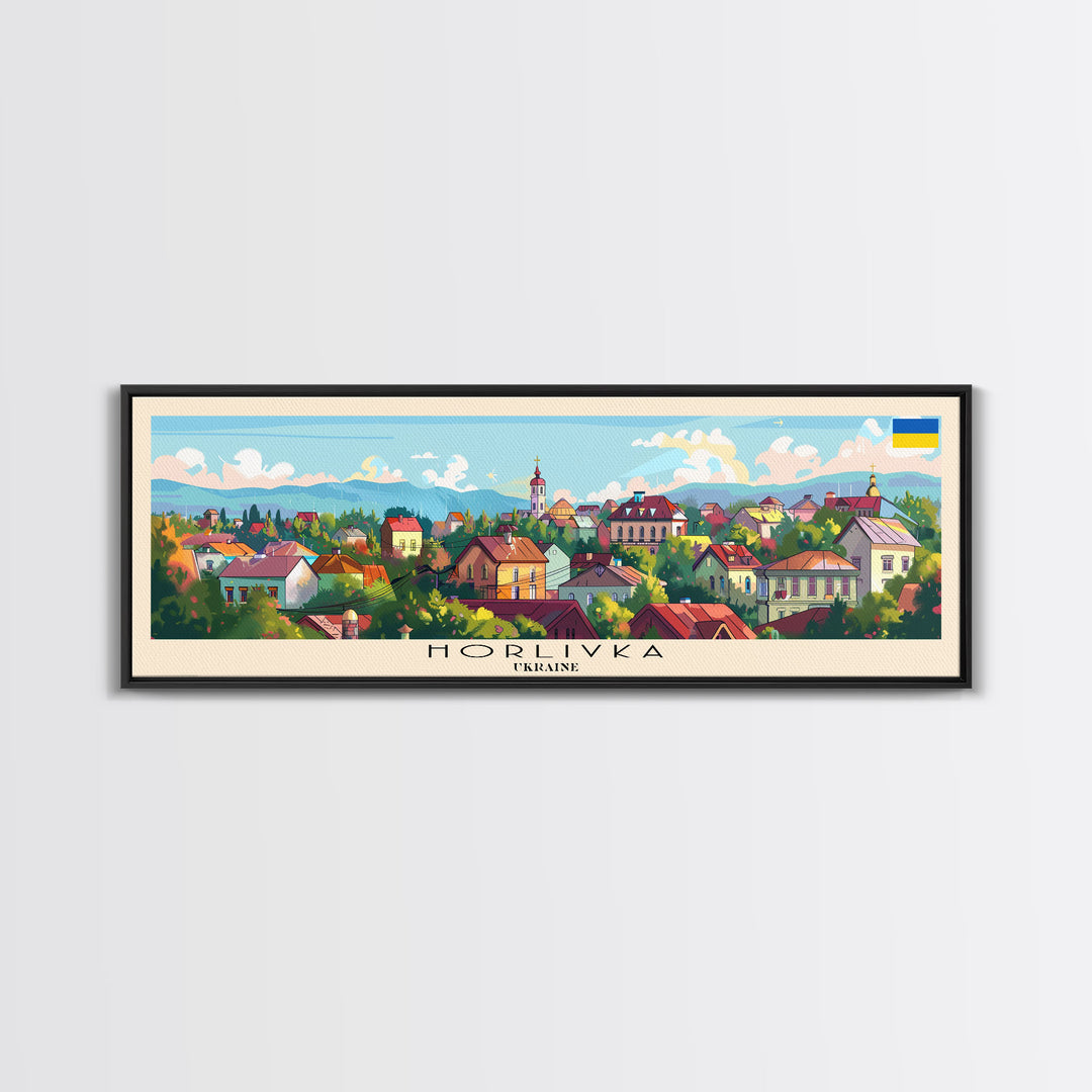 Horlivka Ukraine Wall Art, Panoramic Travel Poster, Panoramic Framed Canvas Print, City Wall Art, Wall Hanging Home Decor, Travel Art