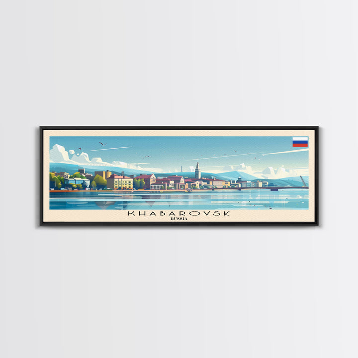 Khabarovsk Russia Travel Art, City Art, Framed Canvas Print or Metal Wall Art, Europe Travel Poster, Panoramic Wall Art, Extra Wide Wall Art