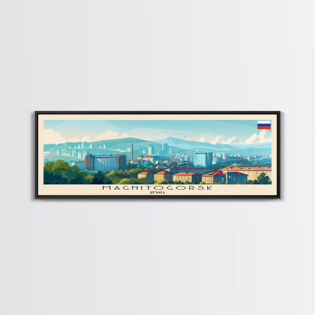 Magnitogorsk Russia Travel Print Wall Art, Panoramic City Art, Travel Art, Wall Decor, Vacation Gift, Framed Canvas Print Or Metal Art