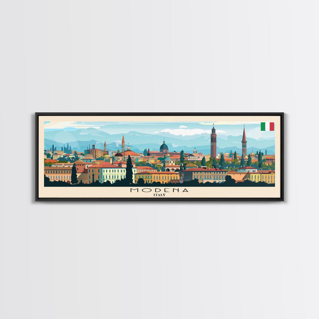 Modena Italy Travel Print Wall Art, Panoramic City Art, Travel Art, Wall Decor, Vacation Gift, Framed Canvas Print Or Metal Art