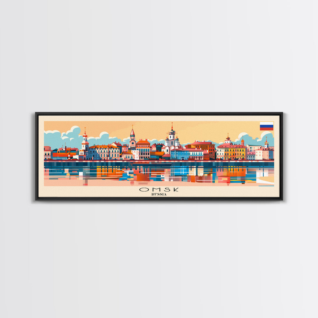 Omsk Russia Wall Art, Panoramic Travel Poster, Panoramic Framed Canvas Print, City Wall Art, Wall Hanging Home Decor, Travel Art