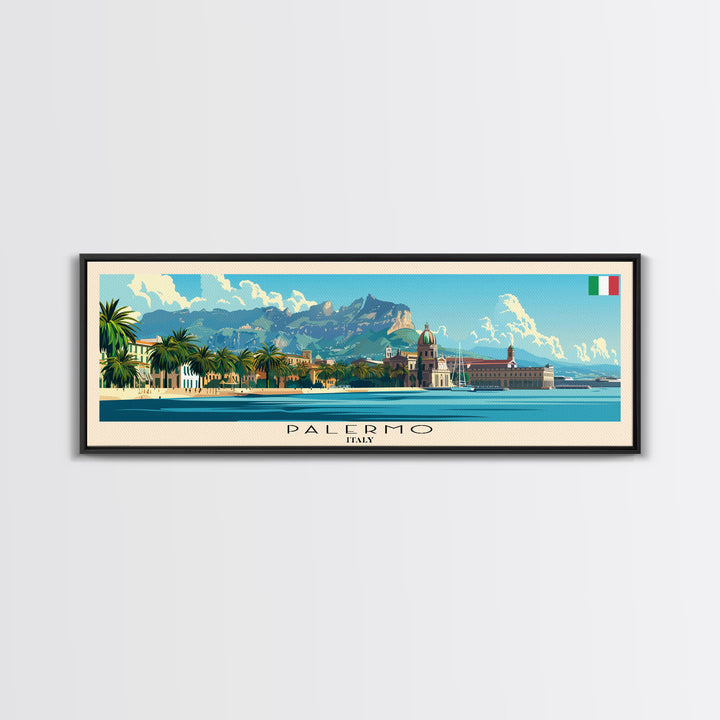 Palermo Italy Travel Print Wall Art, Panoramic City Art, Travel Art, Wall Decor, Vacation Gift, Framed Canvas Print Or Metal Art