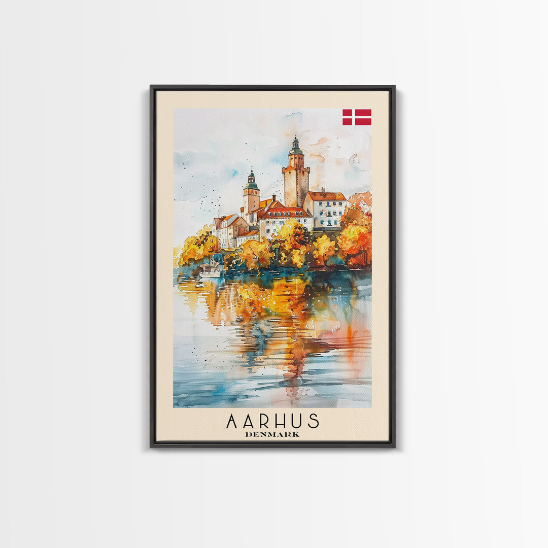 Serene Šabac Serbia Riverside View, Framed Canvas Print, Bedroom Wall Art, Farmhouse Style, Perfect Home Decor