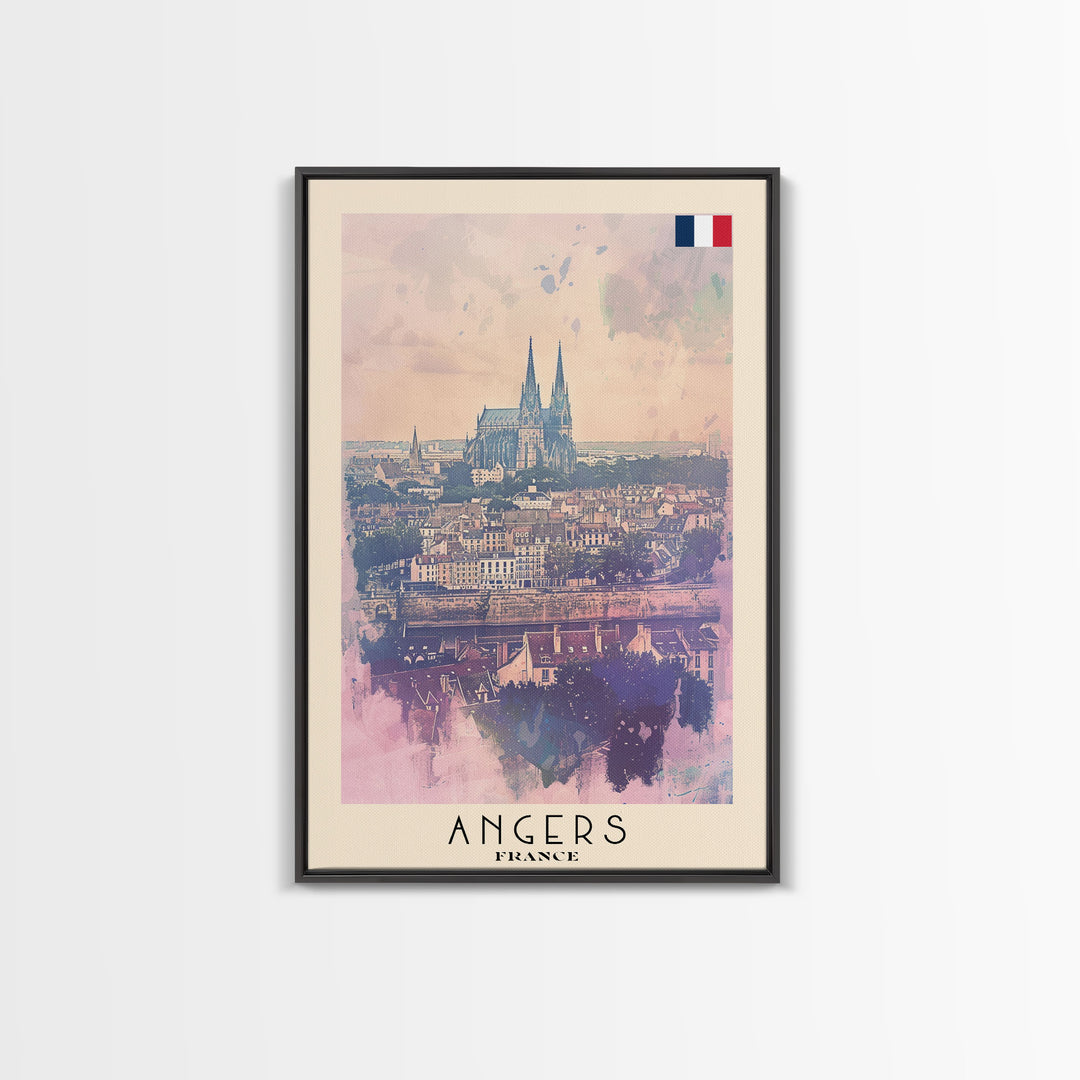 Enchanting Angers Cathedral View, Framed Canvas Print, Ideal for Bedroom Art, Travel Poster, Home Decoration, Boho Wall Art