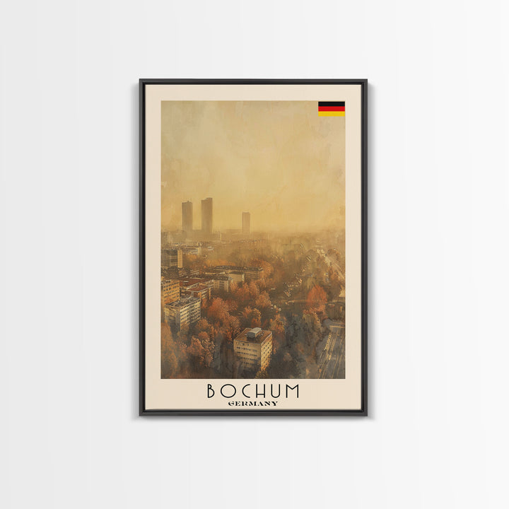 Bochum Germany Travel Poster Framed Canvas Print, Wall Art, Home Decor, Travel Print, Autumn Scene, Modern Art, Original Art