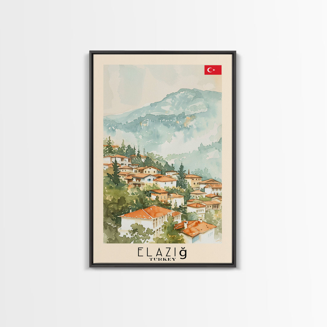 Serene Elazığ, Turkey Framed Canvas Print. Picturesque Wall Art for Living Room or Bedroom Decor, Beautiful Travel Poster.