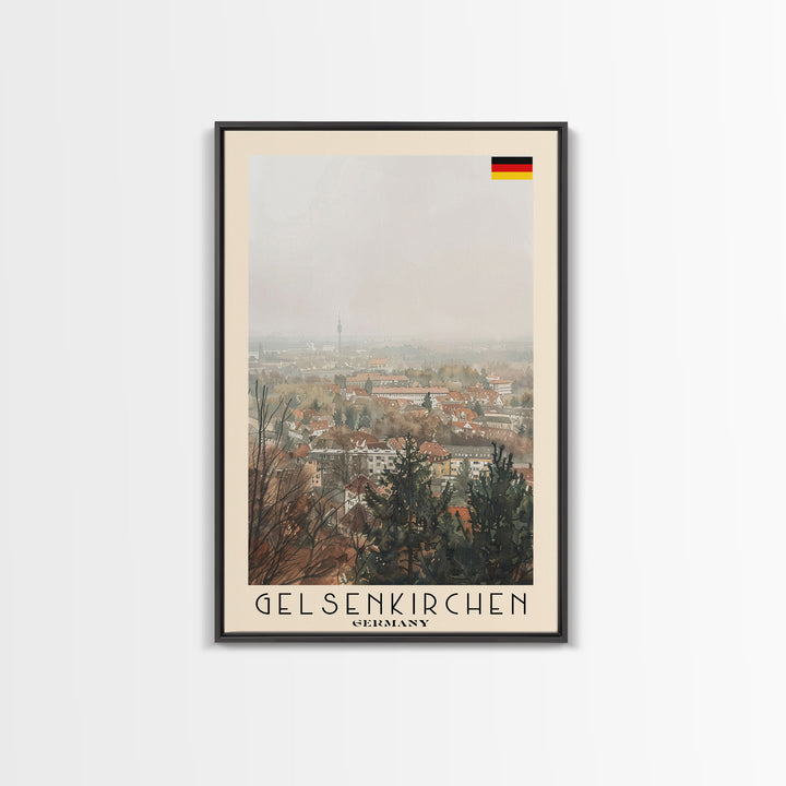 Gelsenkirchen, Germany Travel Poster Art, Framed Canvas Print for Living Room or Bedroom, Urban Wall Art, Home Decoration