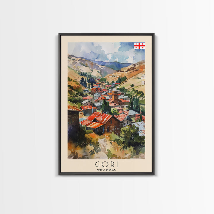 Gori Georgia Cityscape Art, Framed Canvas Print, Bedroom Wall Art, Travel Poster Art, Unique Home Decor