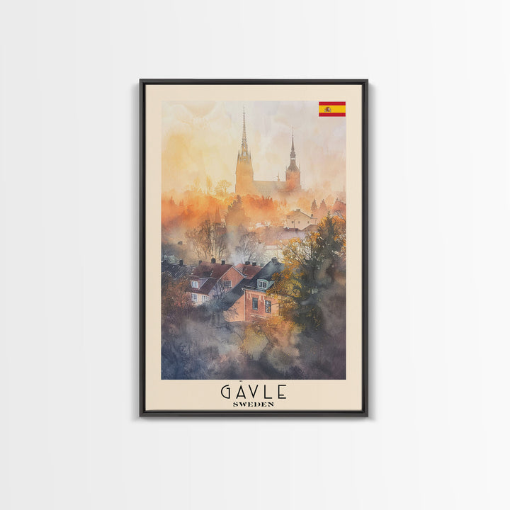 Gävle Sweden Scenic View Art, Framed Canvas Print, Living Room Wall Art, Travel Poster, Home Decor, Swedish Wall Art