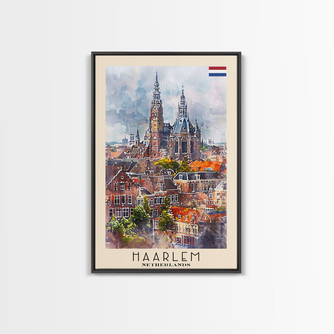 Haarlemmermeer Netherlands Water View Art, Framed Canvas Print, Bedroom Wall Art, Travel Poster, Home Decoration, Dutch Wall Art