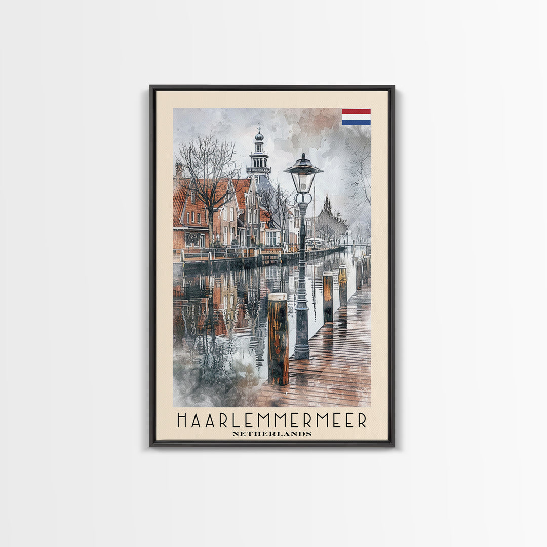 Haarlem Netherlands Historic City Art, Framed Canvas Print, Living Room Wall Art, Travel Poster, Home Decor, Dutch Wall Art