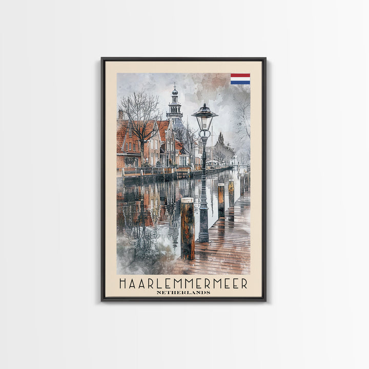 Haarlem Netherlands Historic City Art, Framed Canvas Print, Living Room Wall Art, Travel Poster, Home Decor, Dutch Wall Art