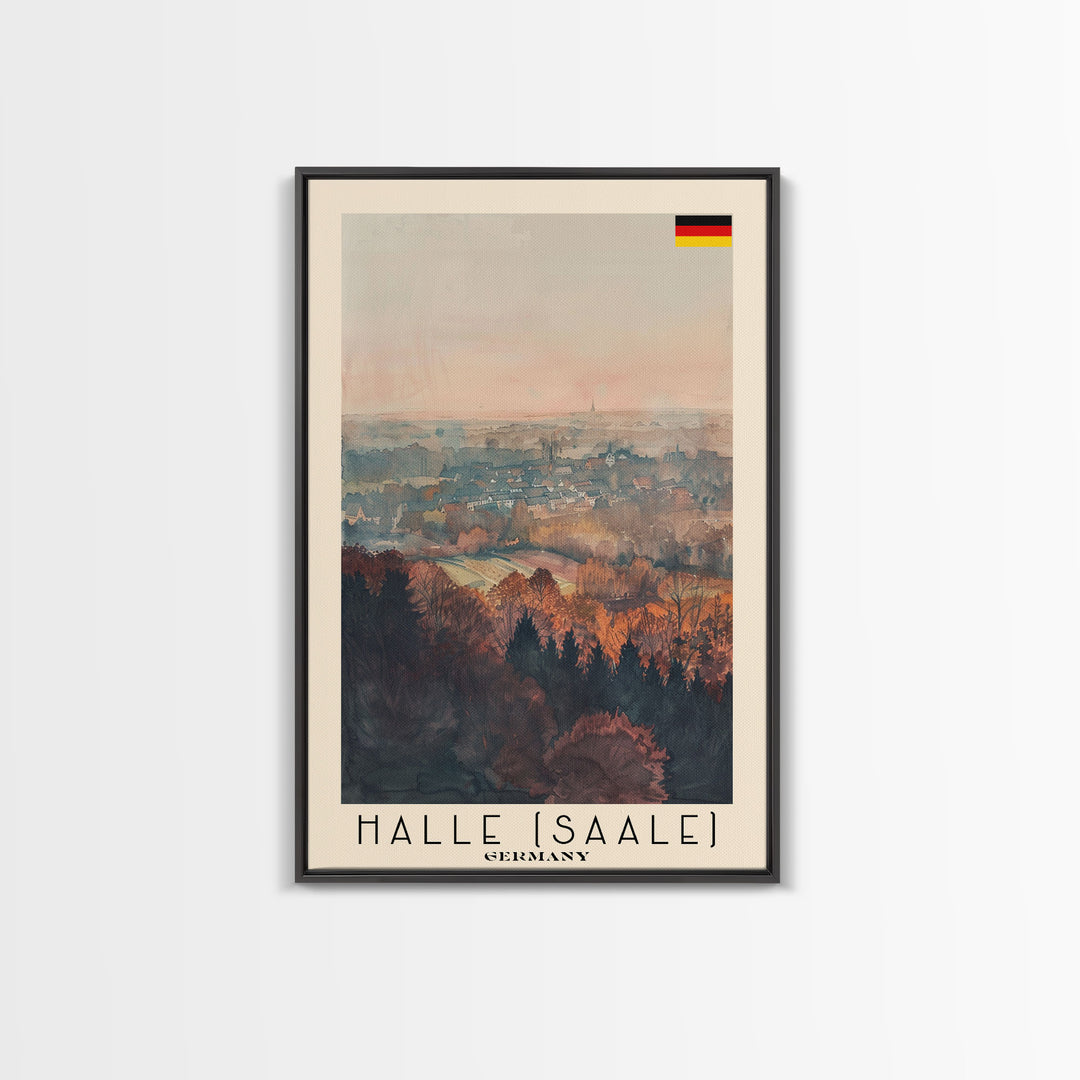 Halle Germany Scenic View Art, Framed Canvas Print, Bedroom Wall Art, Travel Poster Art, Home Decoration, German Wall Art