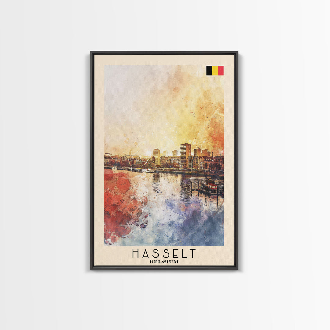 Hasselt Belgium Urban Cityscape Art, Framed Canvas Wall Art, Living Room Decor, Modern Home Decor, City Poster Art Print, Travel Poster Art