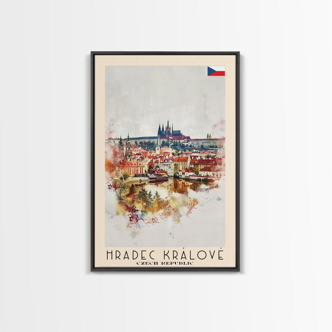 Hradec Krįlové Czech Republic Cityscape Art, Framed Canvas Wall Art, Home Decor, Living Room Decor, Historic Poster, Wall Art, Travel Poster Art