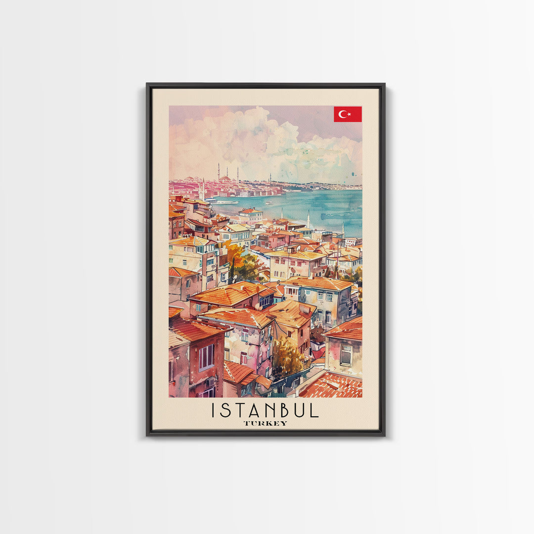 Istanbul Turkey Bosphorus Art Print, Beautiful Canvas Print for Home Decor, Travel Poster for Living Room Wall Art, Turkish Cultural Scene