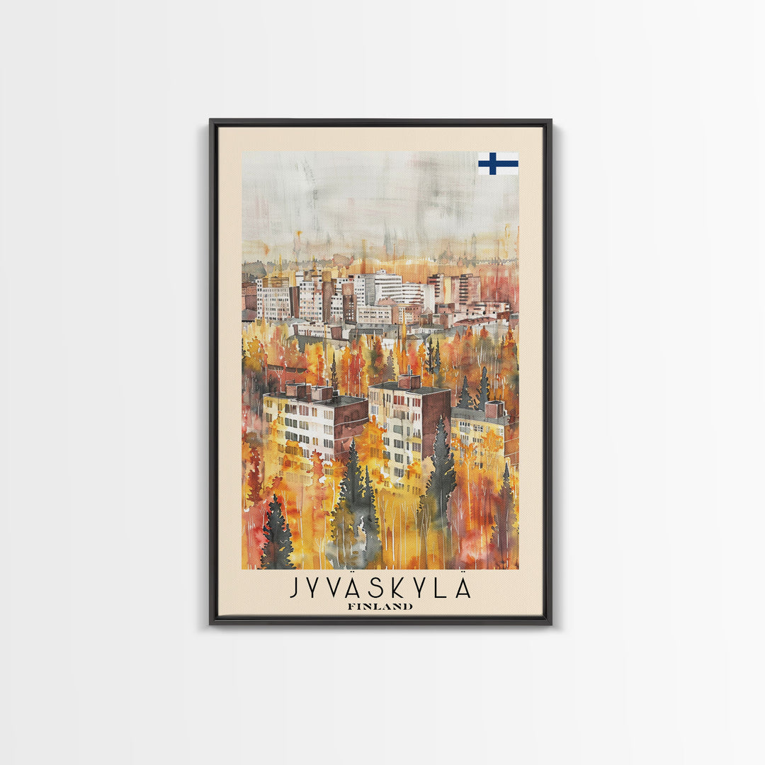 Jyvaskyla Finland Scenic Waterfront, Framed Canvas Print, Travel Poster, Nordic Wall Art, Living Room Decor, Peaceful Landscape, Home Tranquility