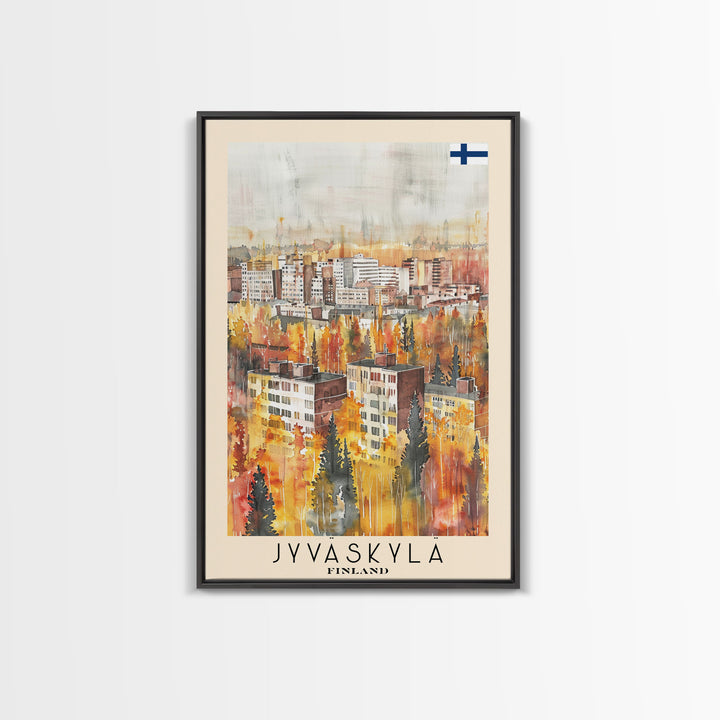 Jyvaskyla Finland Scenic Waterfront, Framed Canvas Print, Travel Poster, Nordic Wall Art, Living Room Decor, Peaceful Landscape, Home Tranquility